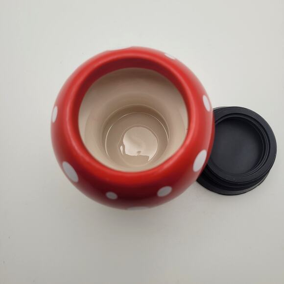 Cute Mushroom Stash it Storage Jar 3" Air Tight with Lid Porcelain New - Picture 4 of 5